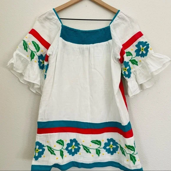 NEW ANTHROPOLOGY NEW Cotton Blouse Seen Worn Kept Embroidered Tunic Bohemian - Picture 5 of 13